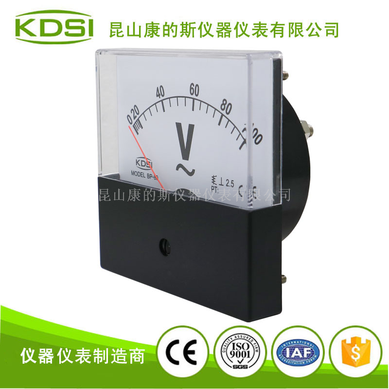指针式交流电压测量伏特表BP-80 AC100V黑盖