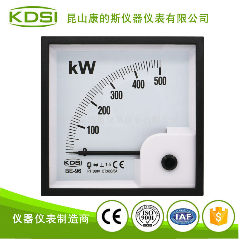 指针式方形功率测量仪表BE-96 500KW 500V 600/5A